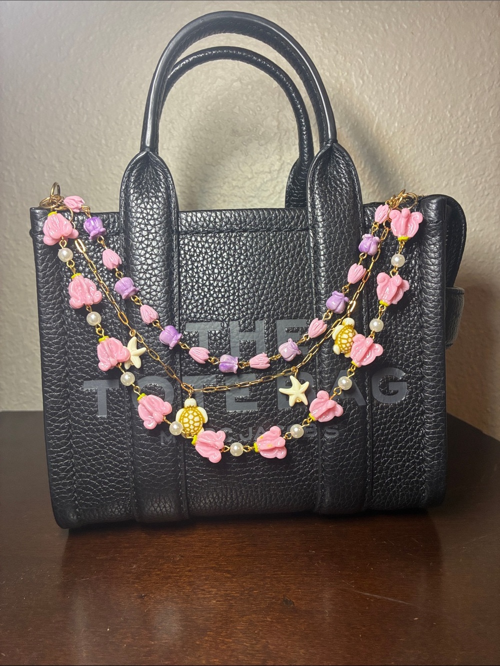 Pink & Purple Hawaiian Crown Glower Beaded With Pikake And Sea Charms Chain